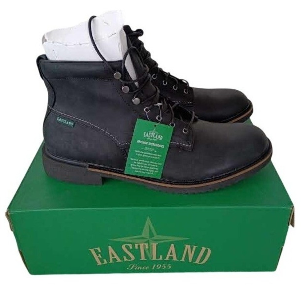 Eastland Allagash Standard Mens 11.5 Black Leather Lace Up‎ Boots 7671-01D NWT
